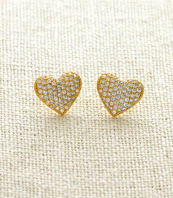 <font color=black>SALE ITEMS</font> :: JEWELRY :: Earrings :: Wholesale Rhinestone Pave Heart Stud Earrings
