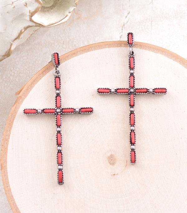 EARRINGS :: WESTERN POST EARRINGS :: Wholesale Tipi Turquoise Cross Earrings