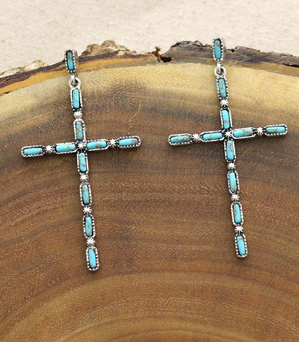 New Arrival :: Wholesale Tipi Turquoise Cross Earrings