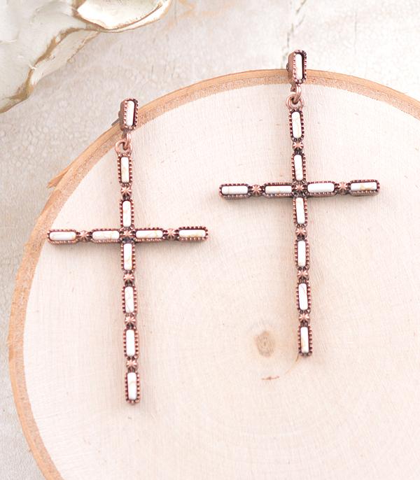 EARRINGS :: WESTERN POST EARRINGS :: Wholesale Tipi Turquoise Cross Earrings