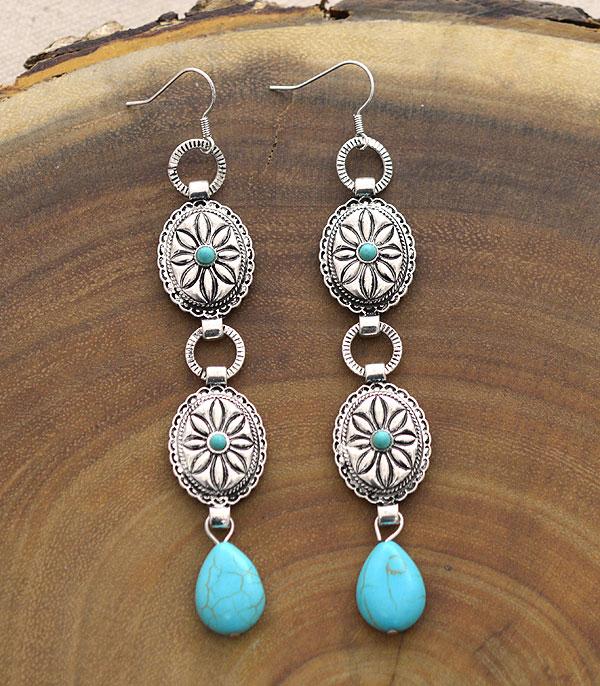 EARRINGS :: WESTERN HOOK EARRINGS :: Wholesale Tipi Western Concho Drop Earrings