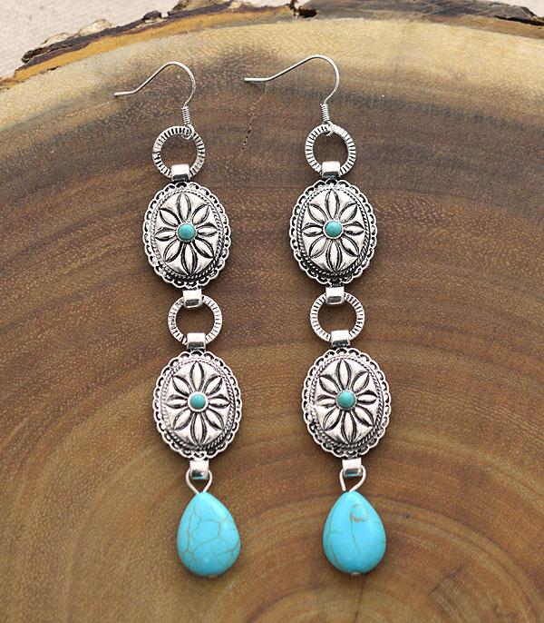 New Arrival :: Wholesale Tipi Western Concho Drop Earrings