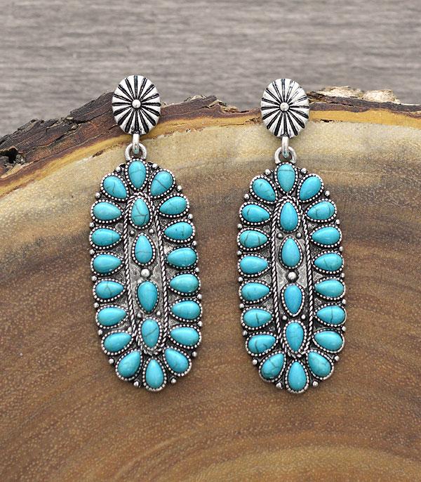 New Arrival :: Wholesale Tipi Western Turquoise Dangle Earrings