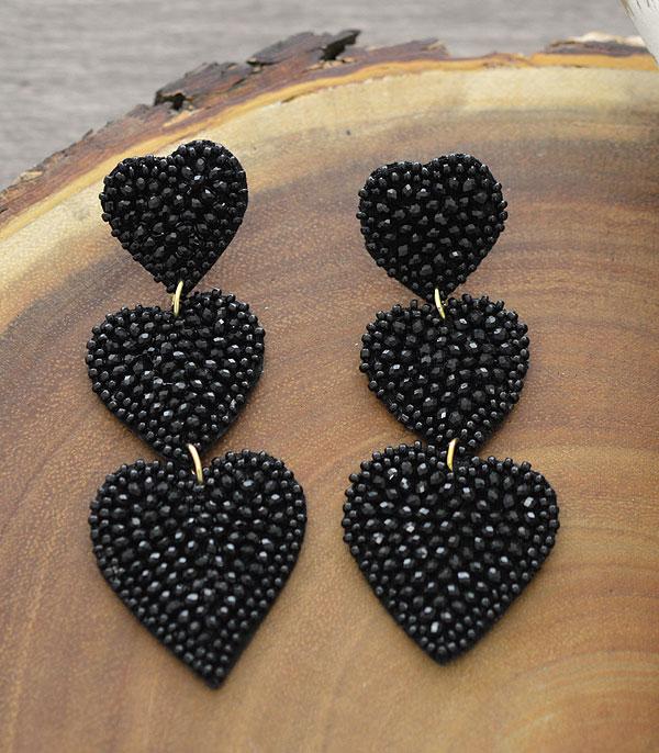 <font color=red>VALENTINE'S</font> :: Wholesale Seed Bead Heart Drop Earrings