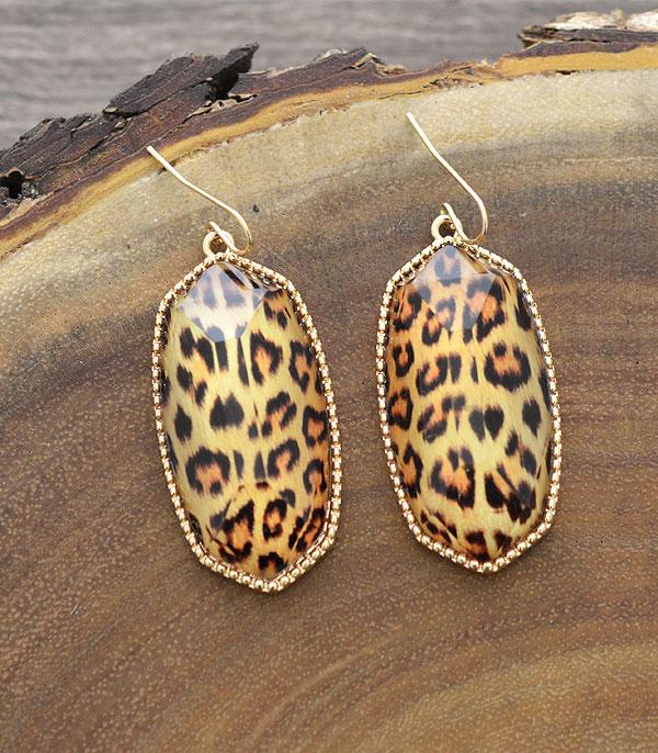 New Arrival :: Wholesale Leopard Resin Oval Earrings