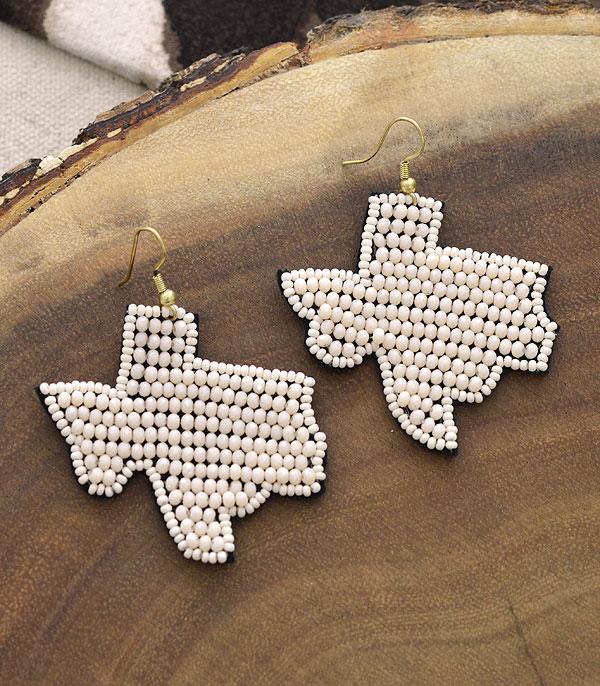 <font color=black>SALE ITEMS</font> :: JEWELRY :: Earrings :: Wholesale Seed Bead Texas Map Earrings