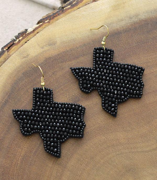 <font color=black>SALE ITEMS</font> :: JEWELRY :: Earrings :: Wholesale Seed Bead Texas Map Earrings