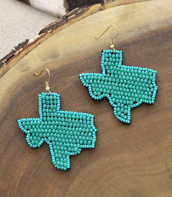 <font color=black>SALE ITEMS</font> :: JEWELRY :: Earrings :: Wholesale Seed Bead Texas Map Earrings