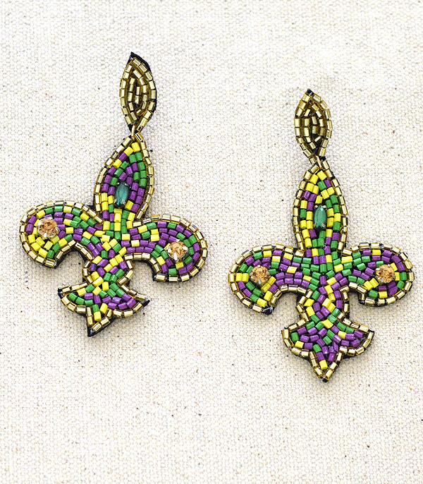 EARRINGS :: TRENDY EARRINGS :: Wholesale Fleur De Lis Seed Bead Earrings