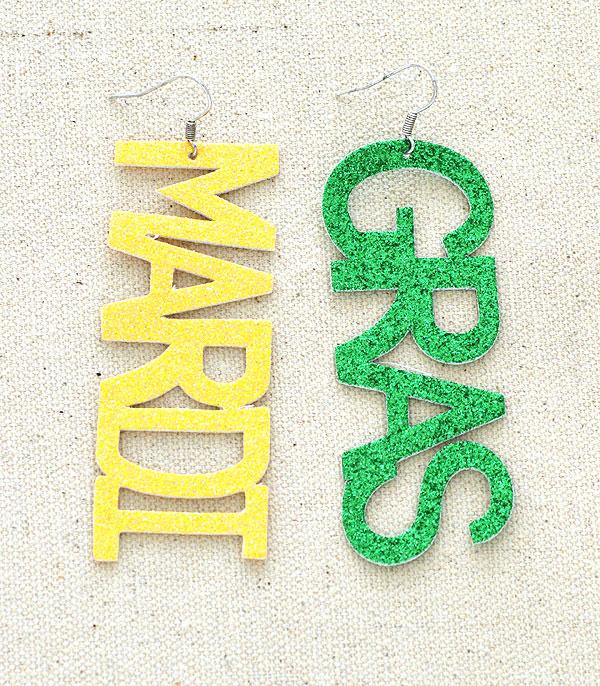 <font color=black>SALE ITEMS</font> :: JEWELRY :: Earrings :: Wholesale Mardi Gras Glitter Dangle Earrings