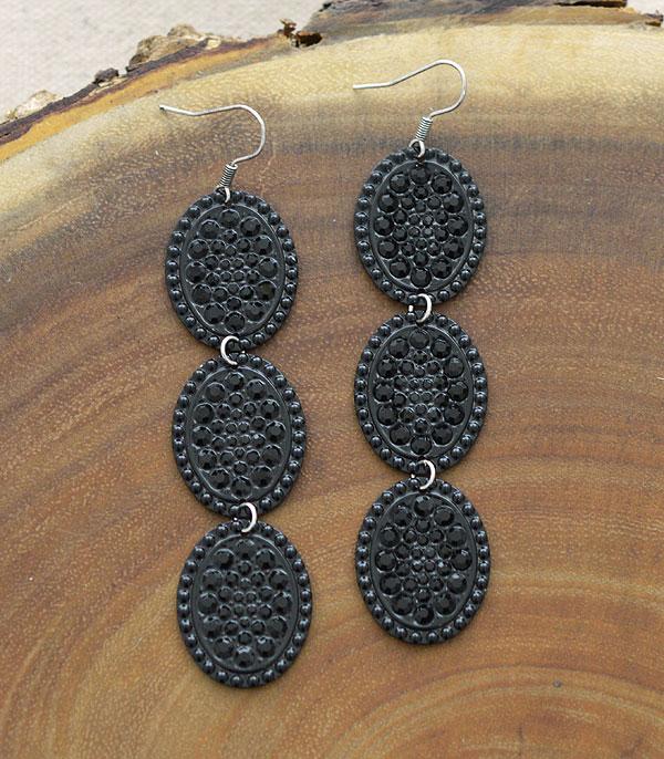 EARRINGS :: TRENDY EARRINGS :: Wholesale Oval Casting Stone Drop Earrings