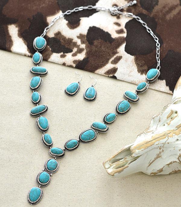New Arrival :: Wholesale Tipi Western Stone Y Necklace Set