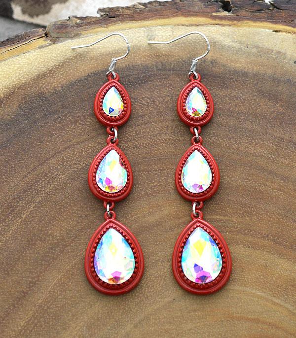 <font color=black>SALE ITEMS</font> :: JEWELRY :: Earrings :: Wholesale Light Metal Glass Stone Drop Earrings