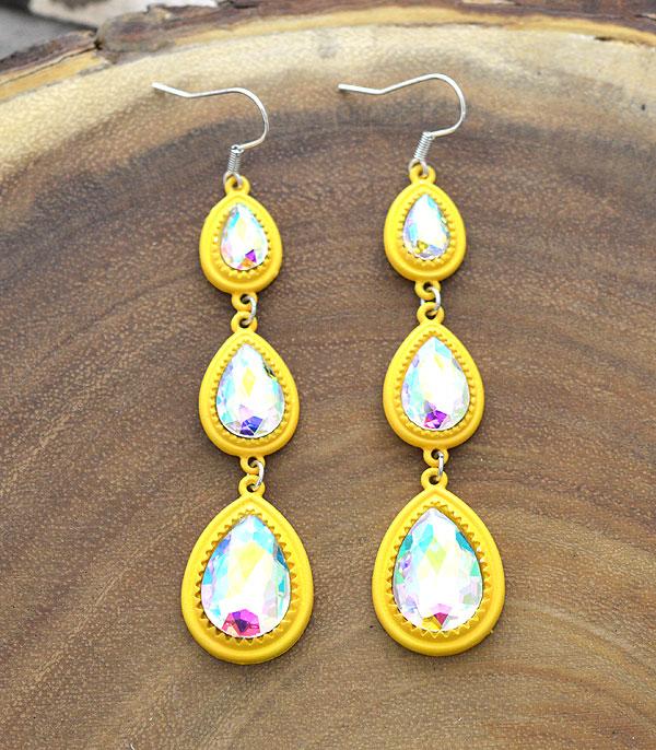 <font color=black>SALE ITEMS</font> :: JEWELRY :: Earrings :: Wholesale Light Metal Glass Stone Drop Earrings