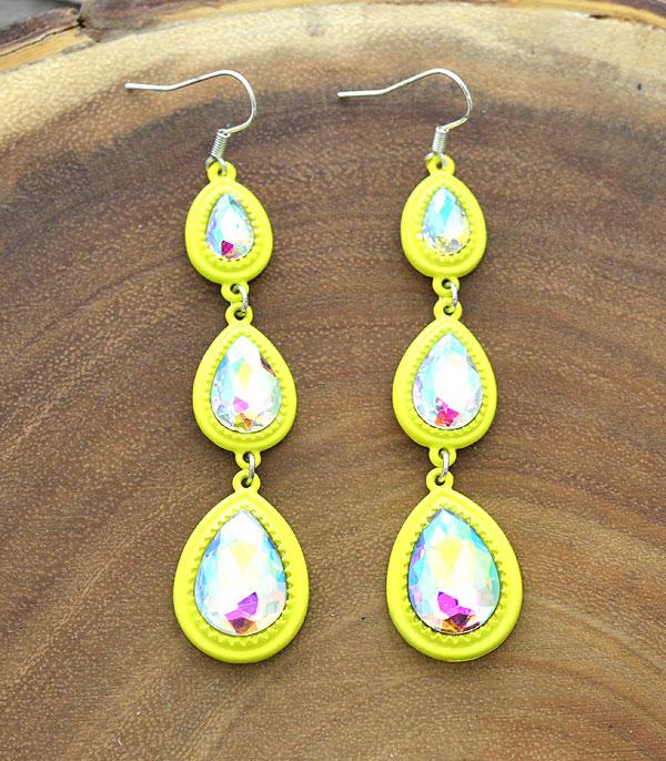 <font color=black>SALE ITEMS</font> :: JEWELRY :: Earrings :: Wholesale Light Metal Glass Stone Drop Earrings