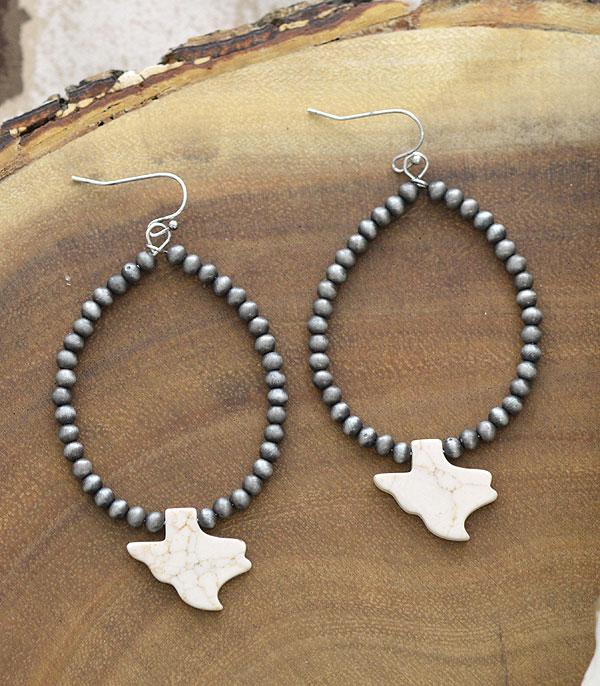 <font color=black>SALE ITEMS</font> :: JEWELRY :: Earrings :: Wholesale Texas Map Stone Navajo Bead Earrings