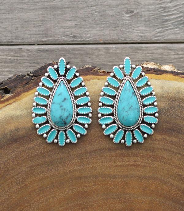 EARRINGS :: POST EARRINGS :: Wholesale Teardrop Western Turquoise Earrings
