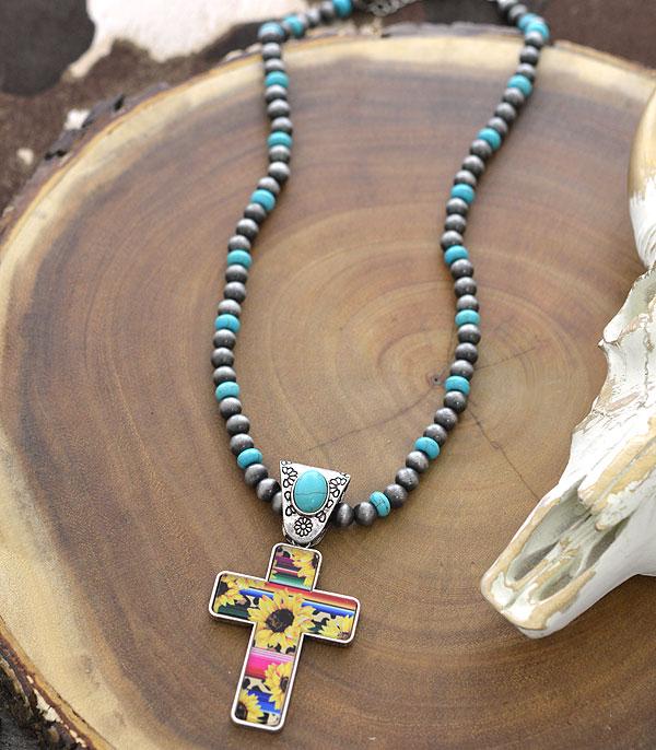 <font color=black>SALE ITEMS</font> :: JEWELRY :: Necklaces :: Wholesale Western Navajo Pearl Bead Cross Necklace
