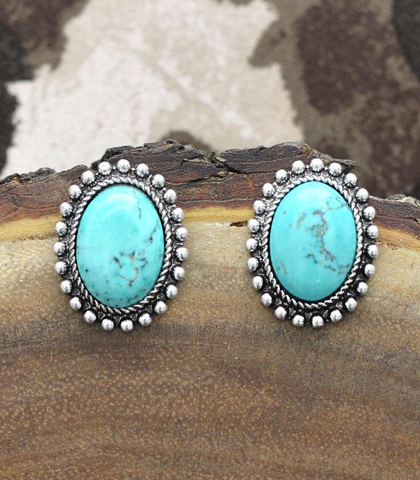New Arrival :: Wholesale Western Turquoise Oval Post Earrings