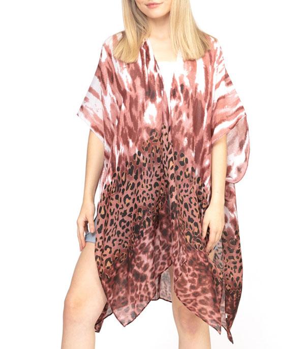 KIMONO I SCARVES :: KIMONO / PONCHO :: Wholesale Leopard Tie Dye Mix Print Kimono