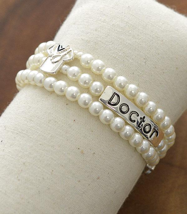 BRACELETS :: STRETCH-BEAD :: Wholesale Doctor Themed Pearl Bracelet