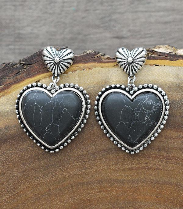 EARRINGS :: WESTERN POST EARRINGS :: Wholesale Western Turquoise Heart Earrings