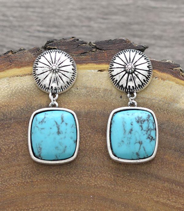 EARRINGS :: WESTERN POST EARRINGS :: Wholesale Western Turquoise Concho Post Earrings