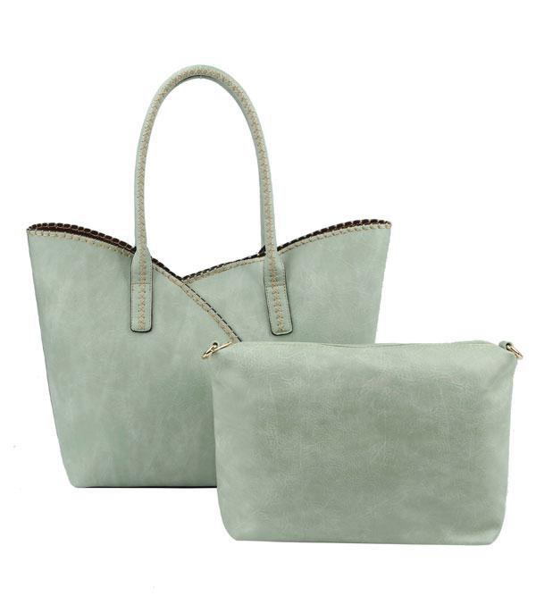 New Arrival :: Wholesale 2 In 1 Faux Leather Tote Set Bag