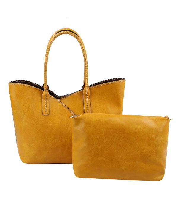 New Arrival :: Wholesale 2 In 1 Faux Leather Tote Set Bag