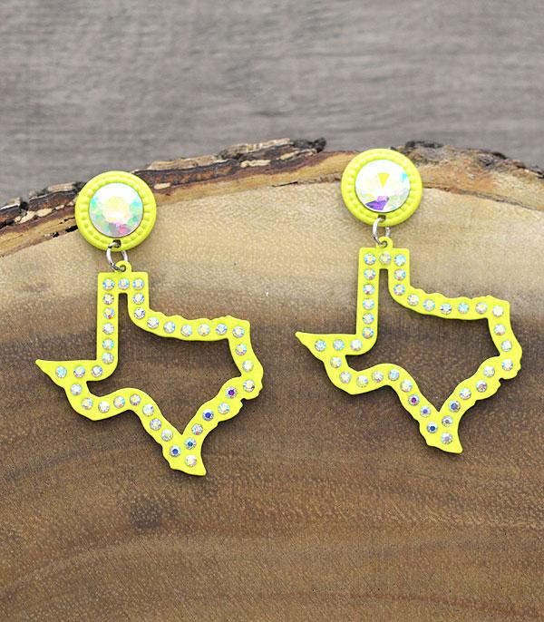 <font color=black>SALE ITEMS</font> :: JEWELRY :: Earrings :: Wholesale Texas Map Bling Stone Earrings