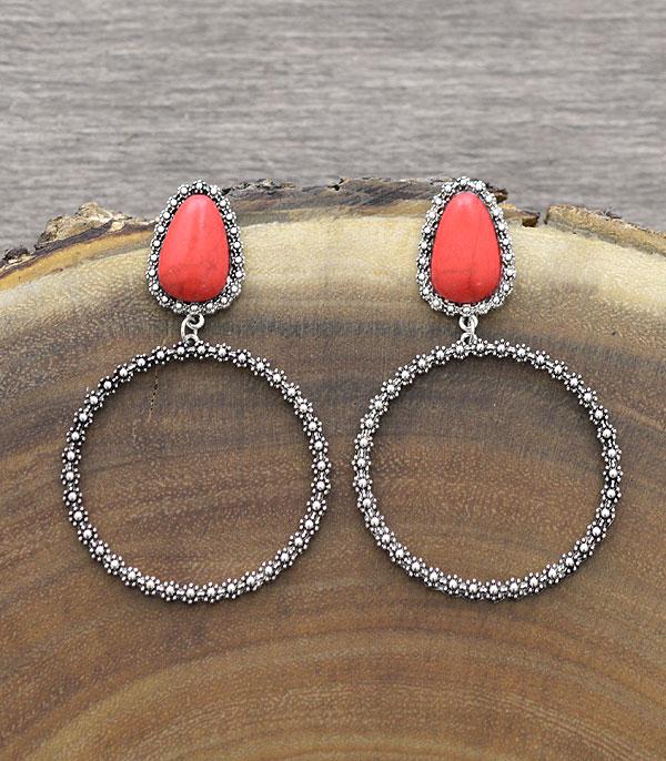 <font color=black>SALE ITEMS</font> :: JEWELRY :: Earrings :: Wholesale Western Stone Post Hoop Earrings