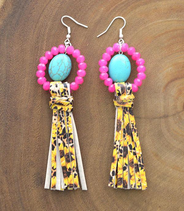 <font color=black>SALE ITEMS</font> :: JEWELRY :: Earrings :: Wholesale Turquoise Sunflower Tassel Earrings