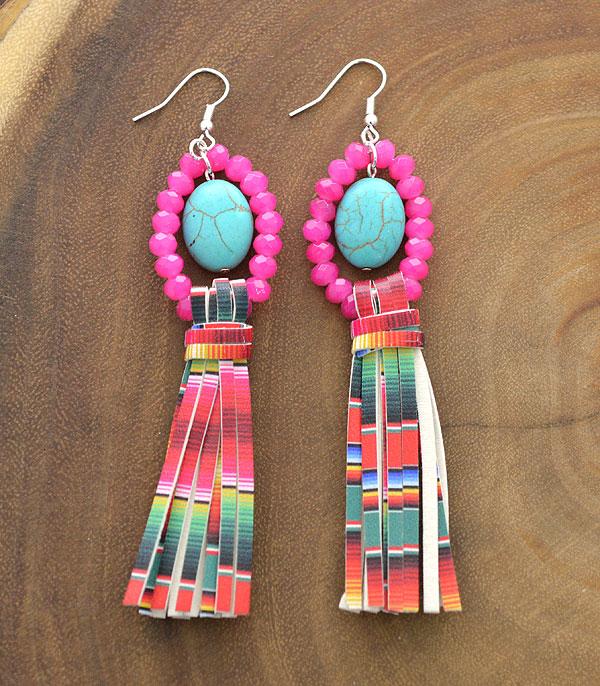 <font color=black>SALE ITEMS</font> :: JEWELRY :: Earrings :: Wholesale Turquoise Serape Tassel Earrings