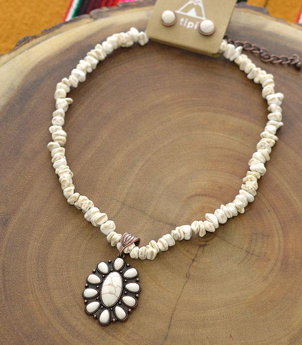 New Arrival :: Wholesale Tipi Turquoise Chip Stone Necklace Set