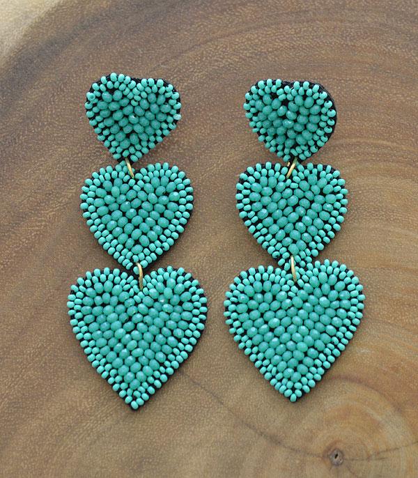 New Arrival :: Wholesale Seed Bead Heart Drop Earrings