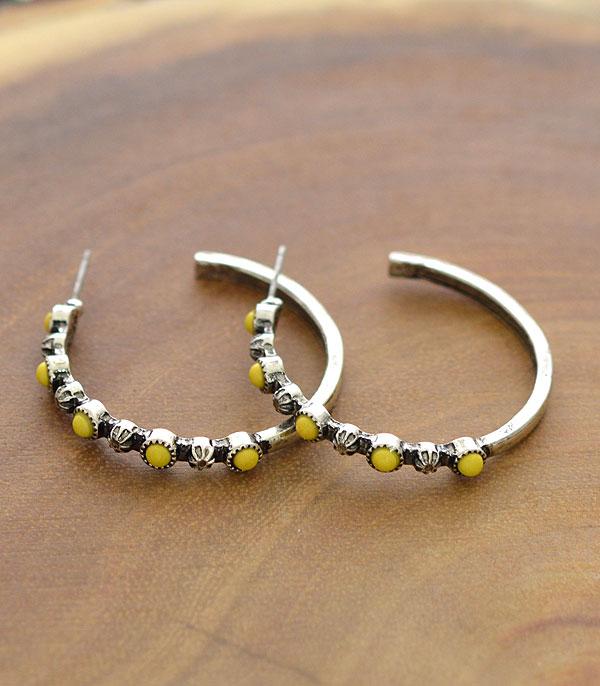 <font color=black>SALE ITEMS</font> :: JEWELRY :: Earrings :: Wholesale Semi Stone Turquoise Hoop Earrings