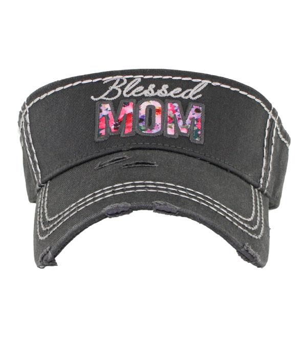 HATS I HAIR ACC :: VISOR I SOLID :: Wholesale KB Ethos Blessed Mom Vintage Visor