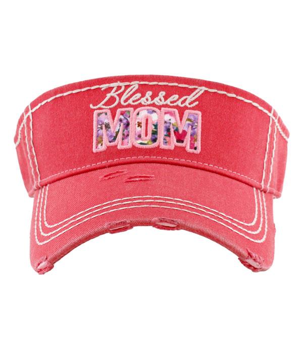HATS I HAIR ACC :: VISOR I SOLID :: Wholesale KB Ethos Blessed Mom Vintage Visor