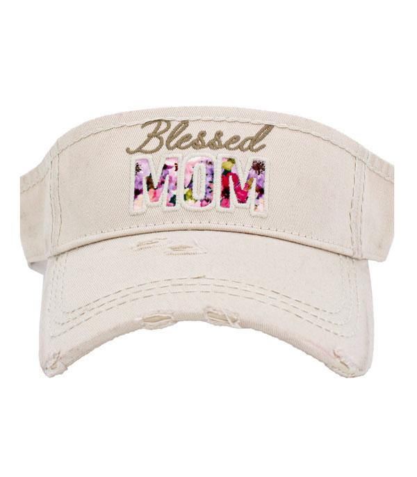 HATS I HAIR ACC :: VISOR I SOLID :: Wholesale KB Ethos Blessed Mom Vintage Visor