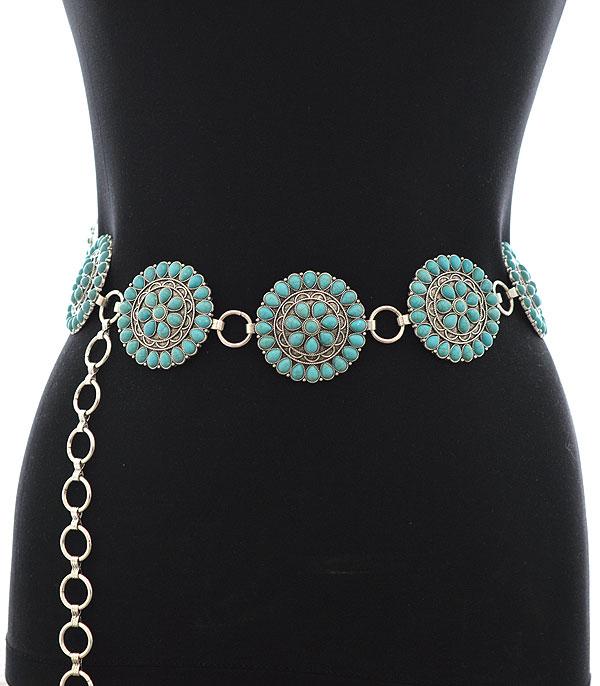 New Arrival :: Wholesale Tipi Western Turquoise Concho Belt