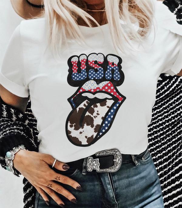 <font color=RED>RED,WHITE, AND BLUE</font> :: Wholesale USA Cowhide Tongue Vintage Tshirt