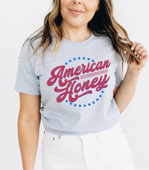 <font color=RED>RED,WHITE, AND BLUE</font> :: Wholesale American Honey Short Sleeve Tshirt