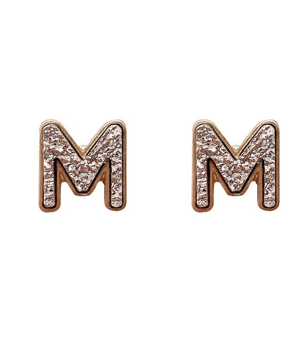 <font color=black>SALE ITEMS</font> :: JEWELRY :: Earrings :: Wholesale Druzy Initial Earrings