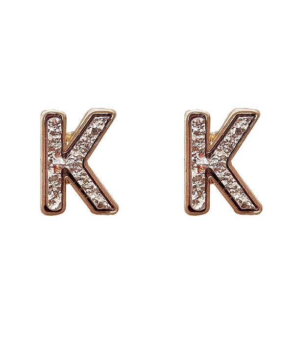 <font color=black>SALE ITEMS</font> :: JEWELRY :: Earrings :: Wholesale Druzy Initial Earrings
