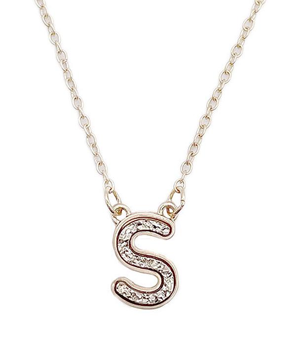 INITIAL JEWELRY :: NECKLACES | RINGS :: Wholesale Druzy Initial Necklace