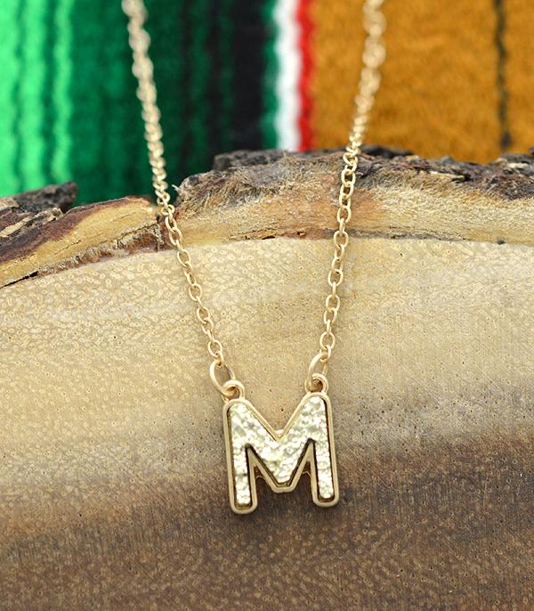 INITIAL JEWELRY :: NECKLACES | RINGS :: Wholesale Druzy Initial Necklace