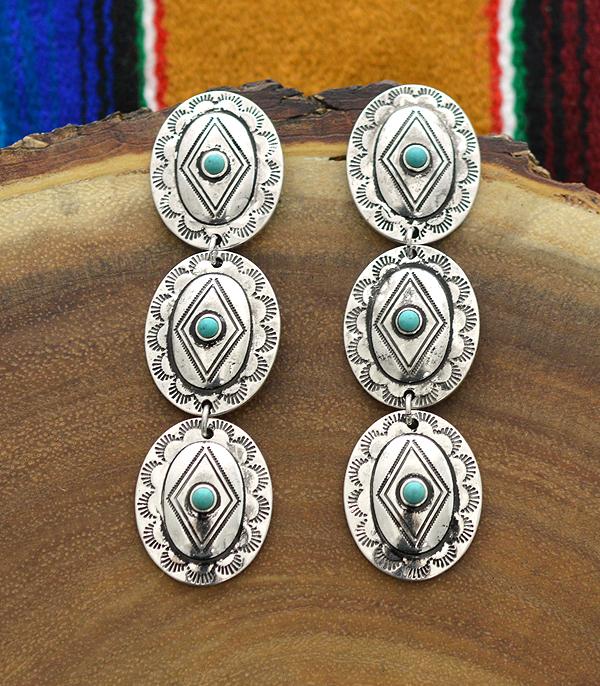 New Arrival :: Wholesale Tipi Western Concho Drop Earrings