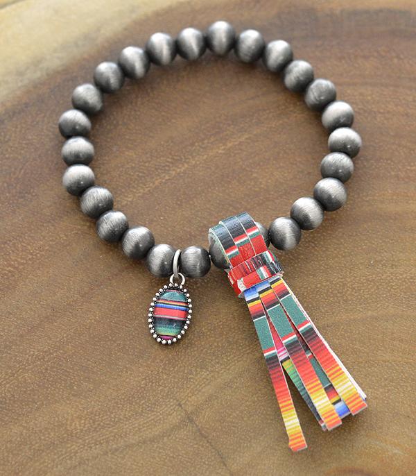 BRACELETS :: STRETCH-BEAD :: Wholesale Navajo Pearl Bead Tassel Bracelet
