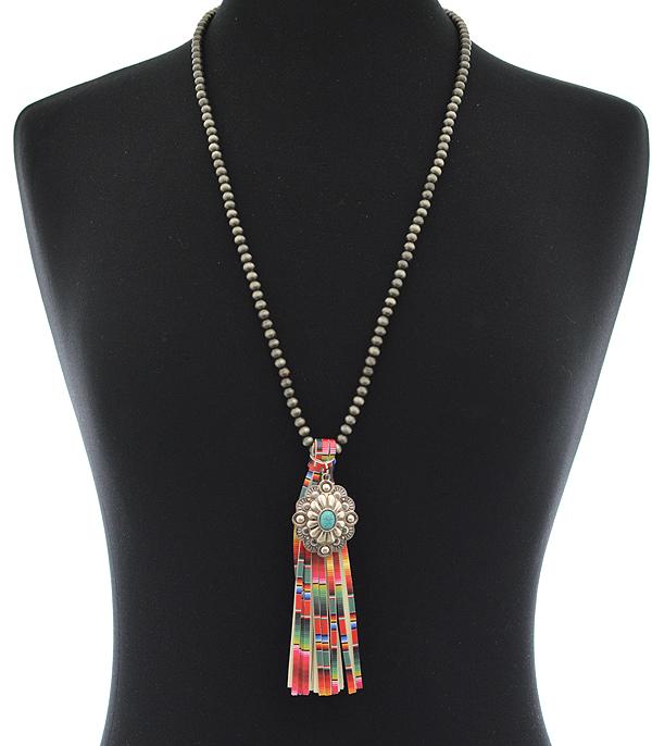 <font color=black>SALE ITEMS</font> :: JEWELRY :: Necklaces :: Wholesale Concho Charm Navajo Tassel Necklace