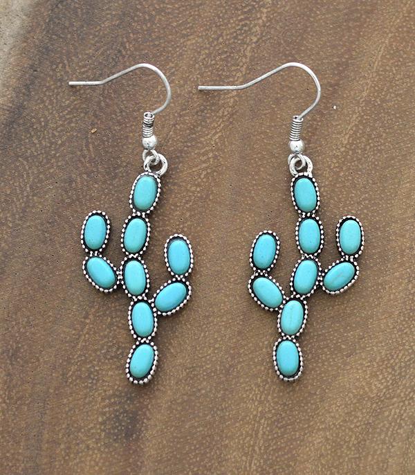 New Arrival :: Wholesale Tipi Western Turquoise Cactus Earrings